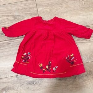 Catimini Red Kids Dress with Floral Embroidery